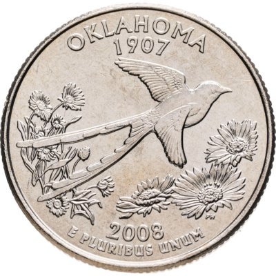 купить США 1/4 доллара (квотер, 25 центов) 2008 P "Штат Оклахома"