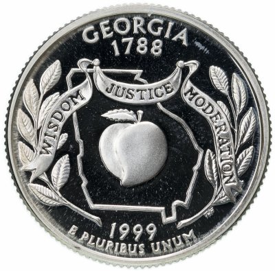 купить США 25 центов (квотер, 1/4 доллара, quarter dollar) 1999 S Квотер штата Джорджия, знак монетного двора: "S" - Сан-Франциско