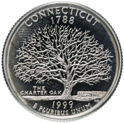 купить США 25 центов (квотер, 1/4 доллара, quarter dollar) 1999 S Proof Коннектикут (Connecticut), знак монетного двора "S" - Сан-Франциско
