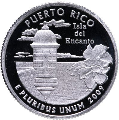 купить США 25 центов (квотер, 1/4 доллара, quarter dollar) 2009 Пуэрто-Рико, знак монетного двора "S" - Сан-Франциско