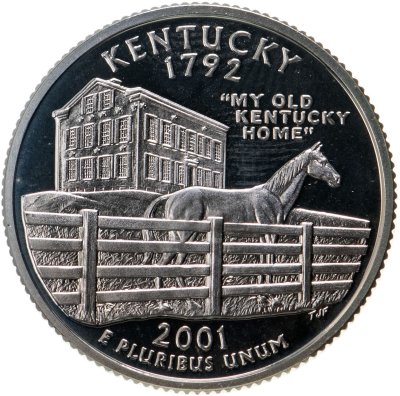 купить США 25 центов (квотер, 1/4 доллара, quarter dollar) 2001 S Квотер штата Кентуки (Kentucky), знак монетного двора "S" - Сан-Франциско
