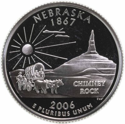 купить США 25 центов (квотер, 1/4 доллара, quarter dollar) 2006 "Небраска (Nebraska)", знак монетного двора "S" - Сан-Франциско