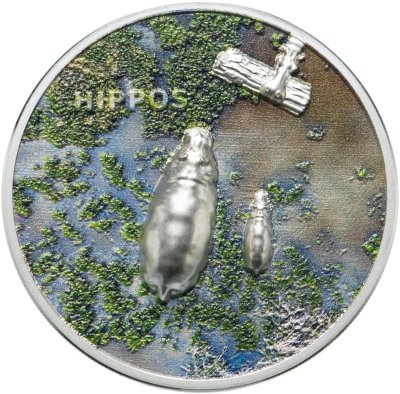 купить Палау 5 долларов 2023 "Бегемот Гиппопотам", в футляре с сертификатом