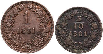 купить Австрия набор 5/10 и 1 крейцер 1881