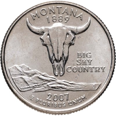 купить США 1/4 доллара (квотер, 25 центов) 2007 P "Штат Монтана"